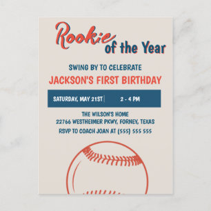Carte Postale Rookie de l'année 1ère fête d'anniversaire de base