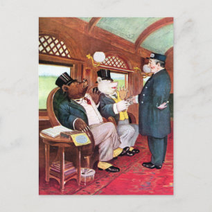 Carte Postale Roosevelt Bears fait un tour en train