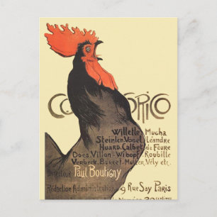Carte Postale Rooster Steinlen Cocorico