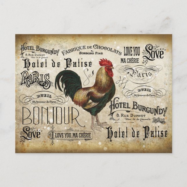 Carte Postale Rooster vintage de Paris (Devant)