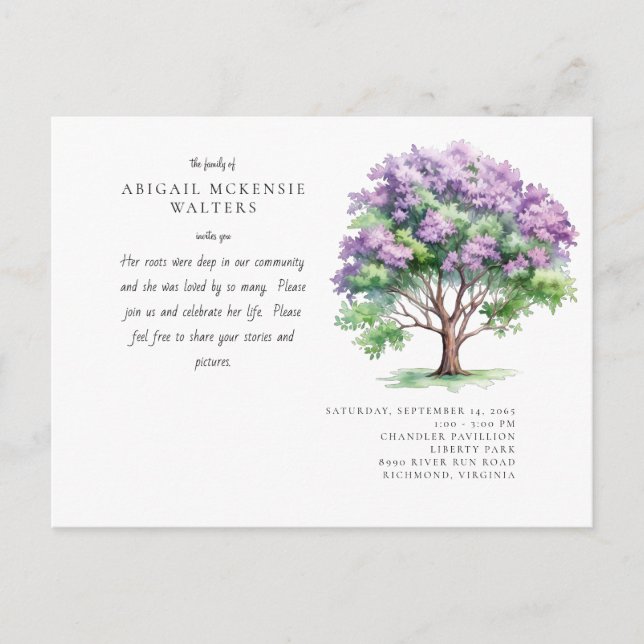 Carte Postale Roots profonds Arbre rose Célébration de la vie (Devant)