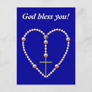 Carte Postale Rosaire en forme de coeur "perles"