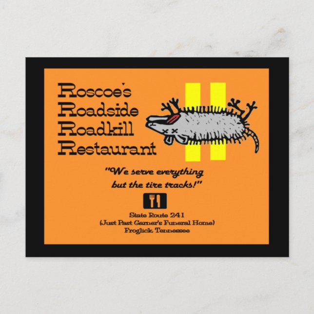 Carte Postale Roscoe's Roadside Roadkill (Devant)