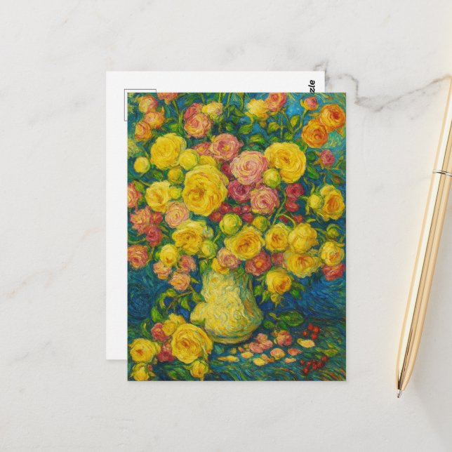 Carte postale rose (Devant/Arrière en situation)