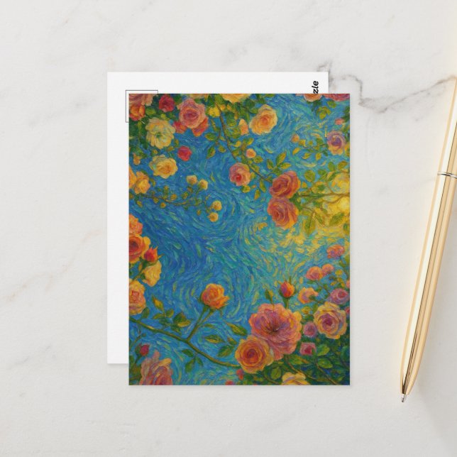 Carte postale rose (Devant/Arrière en situation)