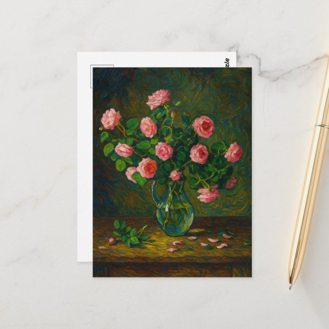Carte postale rose (Devant/Arrière en situation)