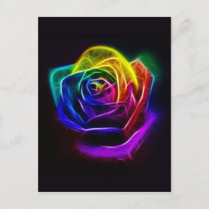 Carte Postale Rose arc-en-ciel fractal