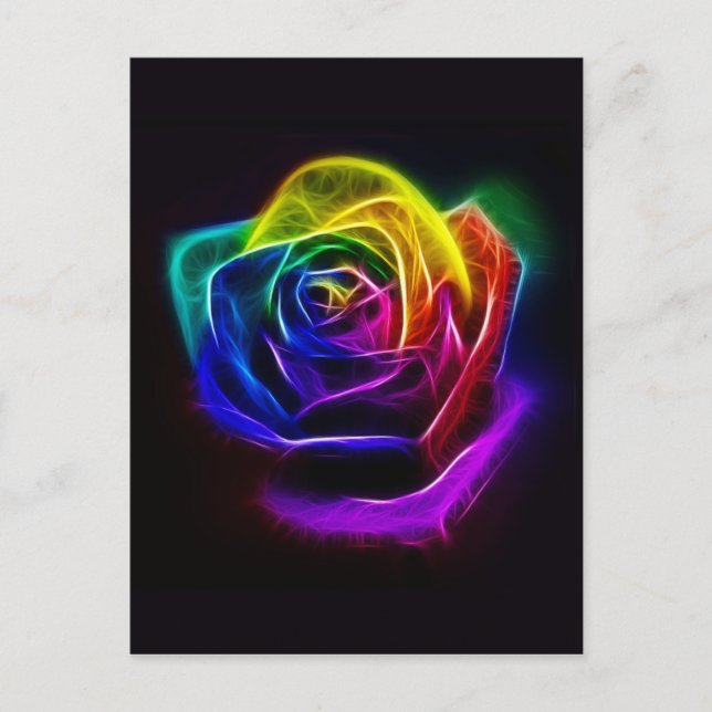 Carte Postale Rose arc-en-ciel fractal (Devant)