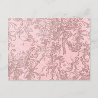 Carte Postale Rose avec Brown Fancy Flowers Arrière - plan