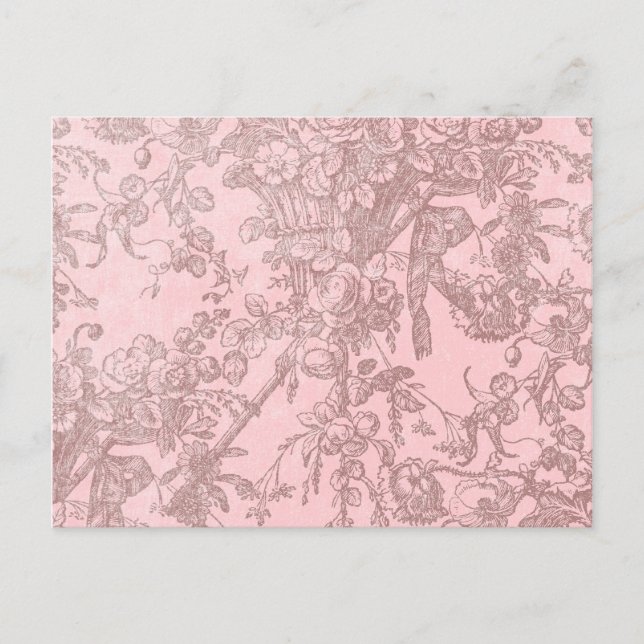 Carte Postale Rose avec Brown Fancy Flowers Arrière - plan (Devant)