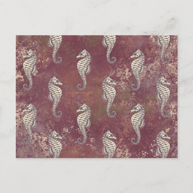 Carte Postale Rose avec White Seahorse (Devant)