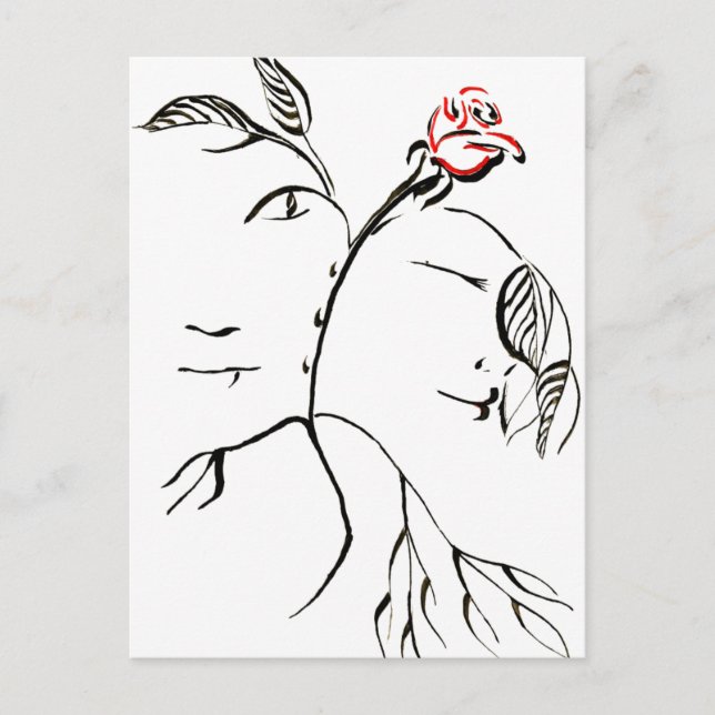 Carte Postale Rose Beauté & Bête (Devant)