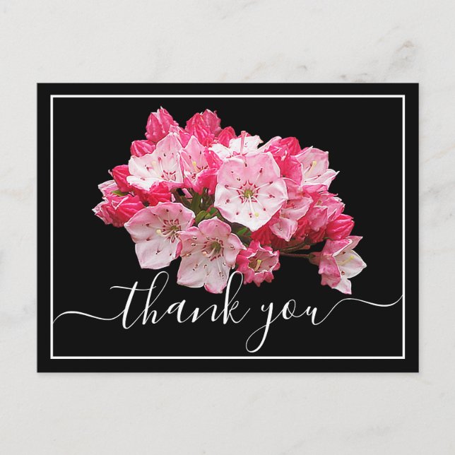 Carte Postale Rose/Blanc Laurel Black Back Merci noir (Devant)
