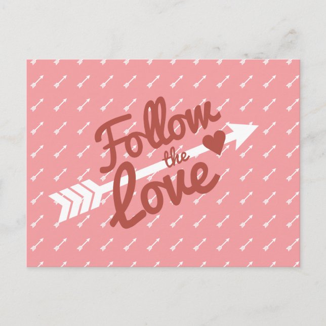 Carte postale Rose & Blanc Love Red Heart Arrow (Devant)