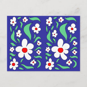 Carte postale Rose blanche florale brillante