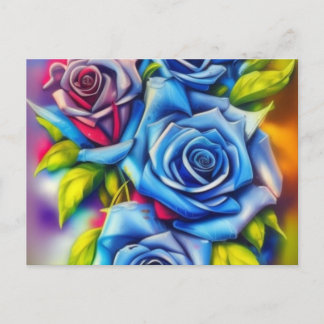 Carte Postale Rose bleu