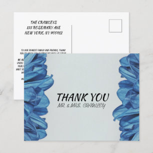 Carte Postale rose bleu classique -Fleur bleue Petaled