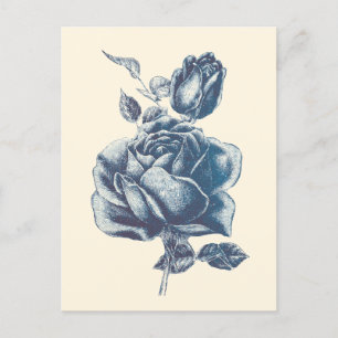 Carte Postale Rose bleue vintage élégante 