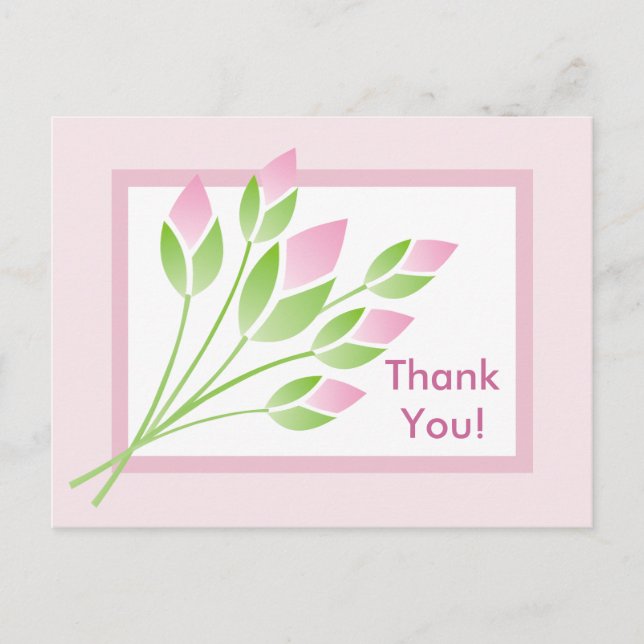 Carte postale rose Buds Merci (Devant)