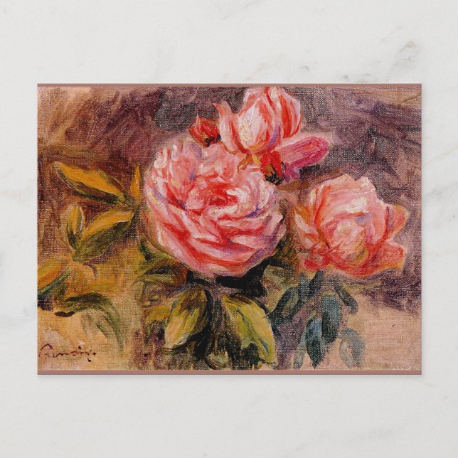 Carte Postale Rose, célèbre peinture de Pierre Renoir, 1910 (Devant)