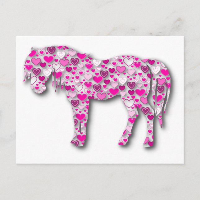 Carte Postale Rose - Cheval de Coeur (Devant)