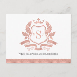Carte postale Rose classique Gold Crest Mariage Me