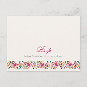 Carte Postale Rose Classique Verte Jaune Floral Cygne Oiseau Mar