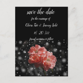 Carte Postale Rose corail et noir