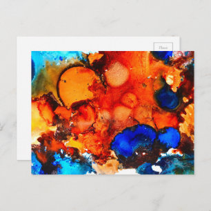 Carte Postale Rose d'art abstrait orange rouille