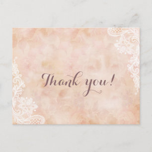 Carte Postale Rose de dentelle élégant vieux Mariage Merci de pa