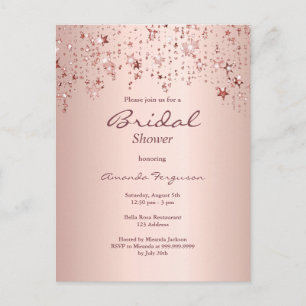 Carte Postale Rose de douche nuptiale goutte d'or étoiles invita