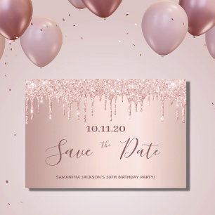 Carte Postale Rose de fête d'anniversaire or enregistrer la cart