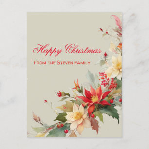 Carte postale Rose de Noël votre nom