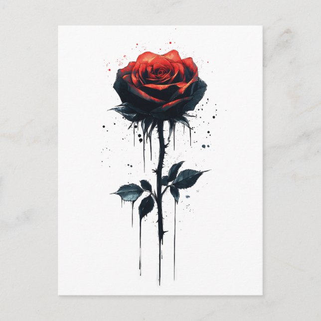 Carte Postale Rose de sang coulant : Art Floral Gothique (Devant)