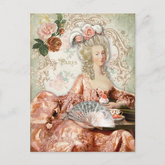Carte postale Rose de thé de la coupe Marie Antoin (Devant)