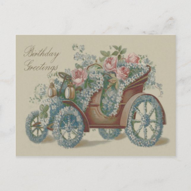 Carte Postale Rose De Voiture Oubliez-Moi Pas Fleurs Florales (Devant)