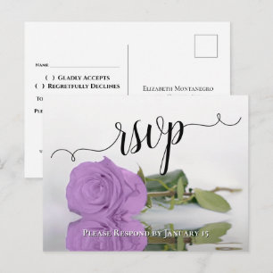 Carte Postale Rose Élégante à Reflet Violet Lilas Réponse au Mar