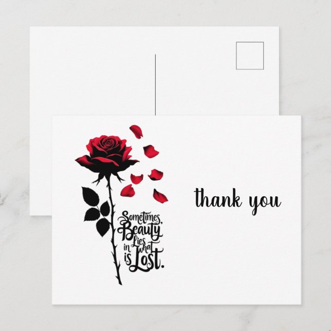 Carte Postale rose en chute (Devant / Derrière)