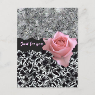 Carte Postale Rose en noir et blanc