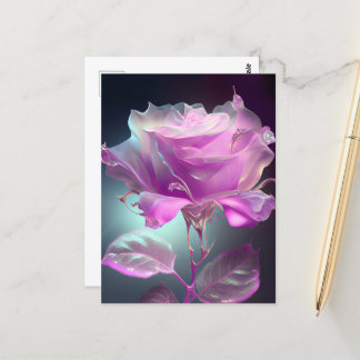 Carte Postale Rose en verre translucide - rose