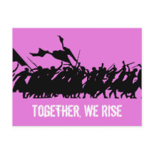 Carte postale rose "Ensemble, nous nous levons"