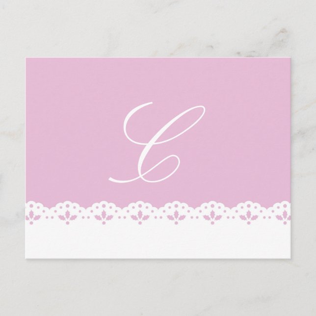 Carte postale rose et dentelle pour bébé (Devant)