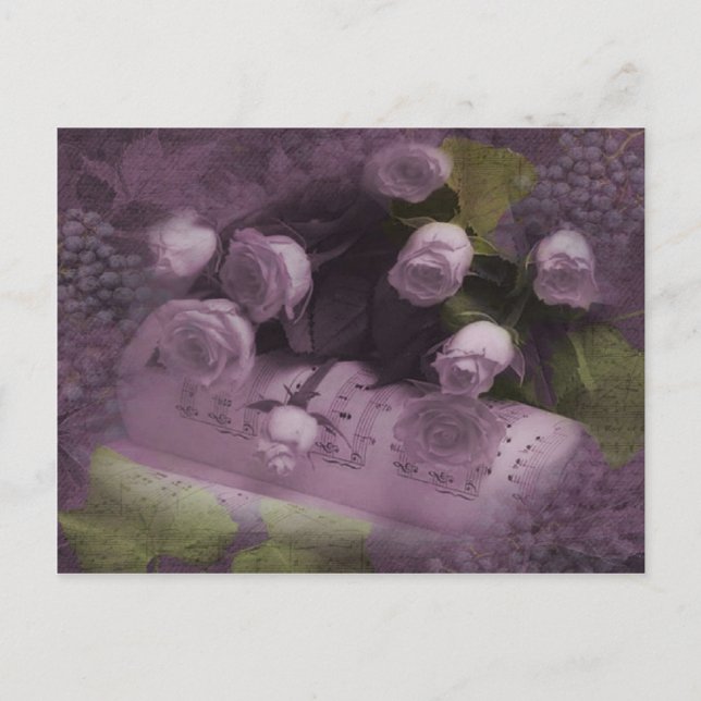 Carte postale Rose et musique (Devant)