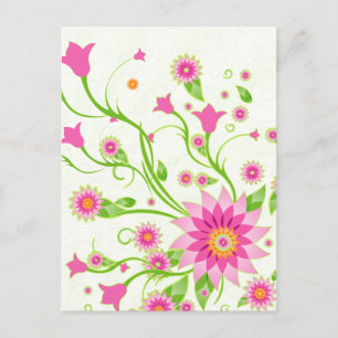 Carte Postale Rose et vert Abstrait design-léger
