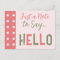 Rose et vert juste une note pour dire bonjour