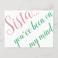 Carte postale rose et verte