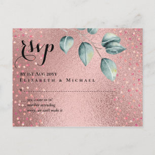 Carte Postale Rose Eucalyptus Feuille Foil Look MARIAGE