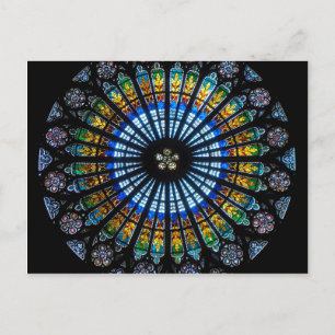 Carte Postale rose fenêtre cathédrale strasbourg