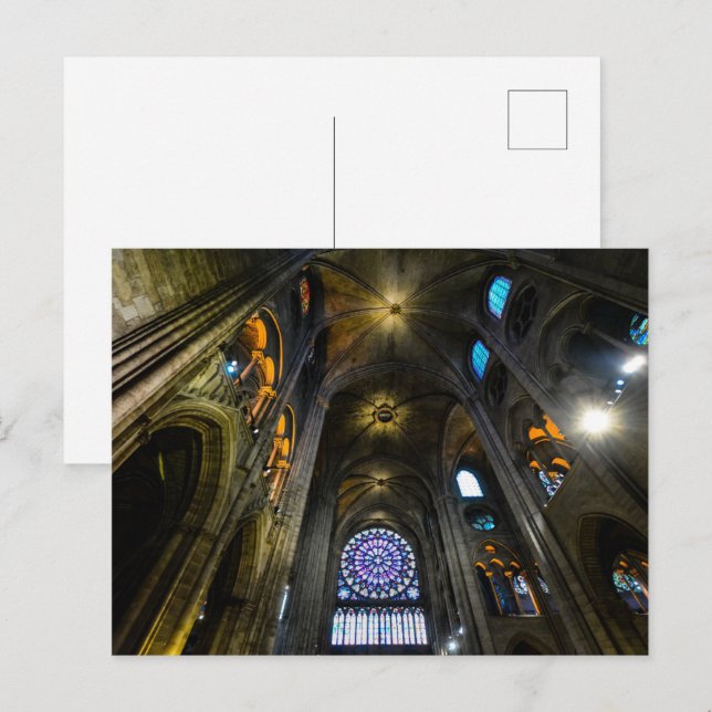 Carte Postale Rose Fenêtre Plafond Cathédrale Notre-Dame (Devant / Derrière)