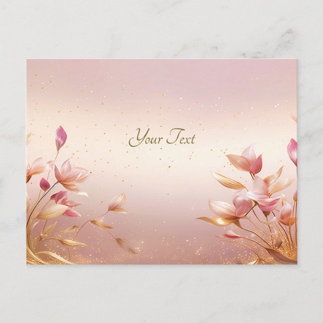 Carte postale rose Feuille (Devant)